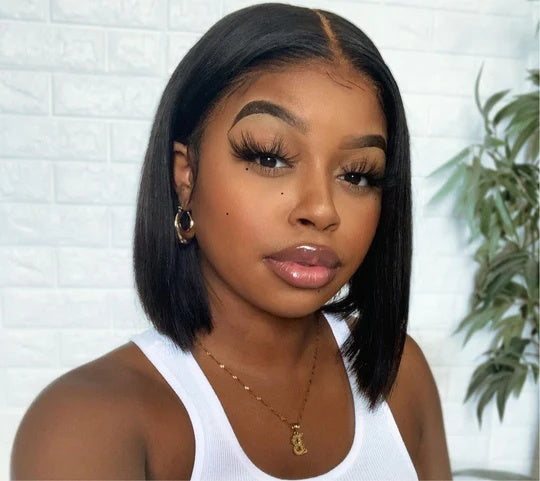 Silky Straight Blunt Cut Bob Undetectable Hd 5x5 Glueless Lace Closure