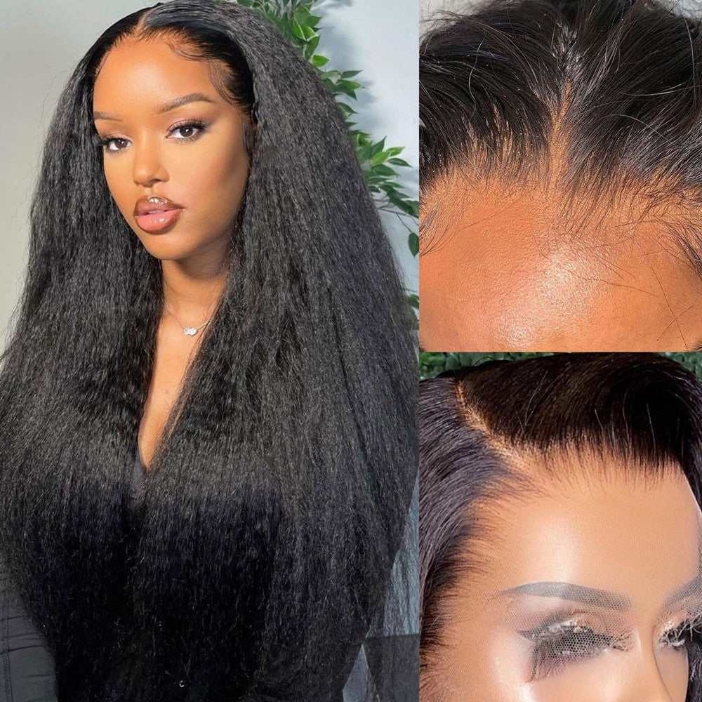 Upgraded Clear Lace Clean Hairline Kinky Straight 13X6 Undetectable Skin Melt HD Lace Front Wig HD08 myqualityhair