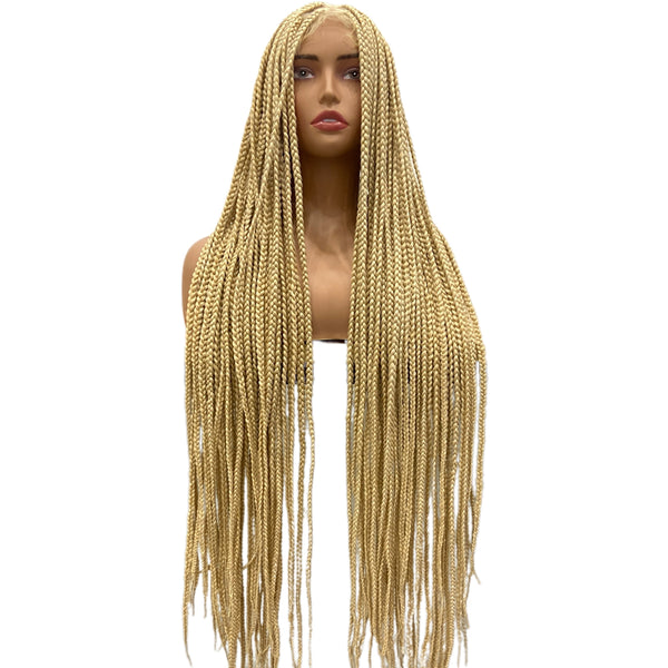 38" #613 Handtied Blonde Box Braided Wigs for Women Knotless Box Braids Full Lace Wig With Baby Hair Full double Lace Hand Braid Wig [SW06]