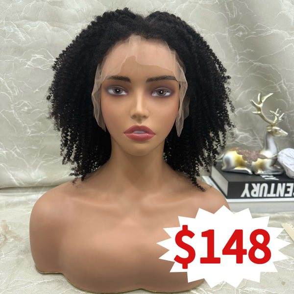 Afro Kinky Curly 13X6 Transparent Lace Front Wigs Human Virgin Hair Special Sale