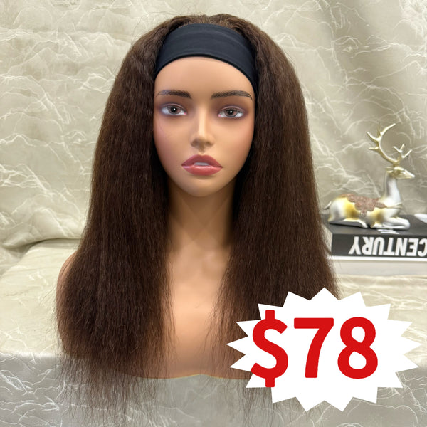 Kinky Straight Beginner Friendly Headband Wig Virgin Human Hair Wigs Special Sale