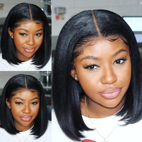 Wear & Go Silky Straight Glueless Blunt Cut Bob 6x4 Lace Closure Wigs / 13x4 Full frontal Wigs Human Hair Pre-Cut Lace Wigs US Stock Special Sale