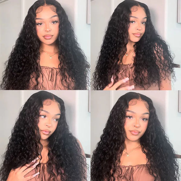 Wear & Go Water Wave 6X4 Pre-cut Lace Pre-bleached Tiny Knots Glueless Lace Closure Wig US Stock Special Sale