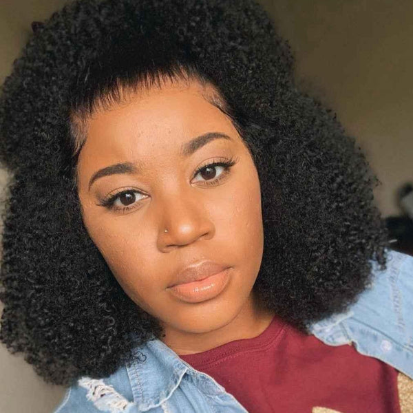 JOY Afro Kinky Curly Glueless 13X6 Lace Front Wigs Human