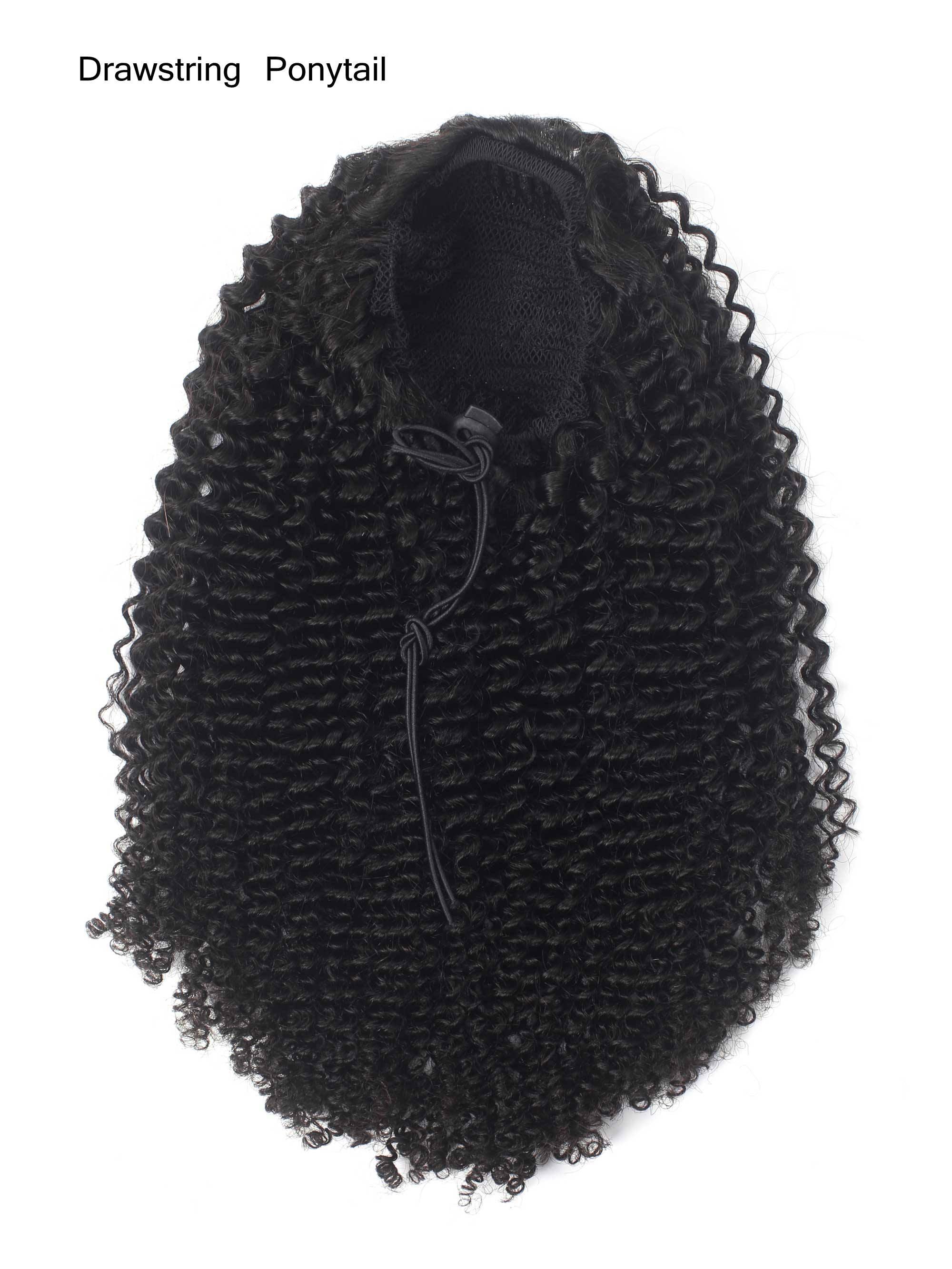 MarchQueen Drawstring Ponytail Clip In Hair Extensions,100% Virgin