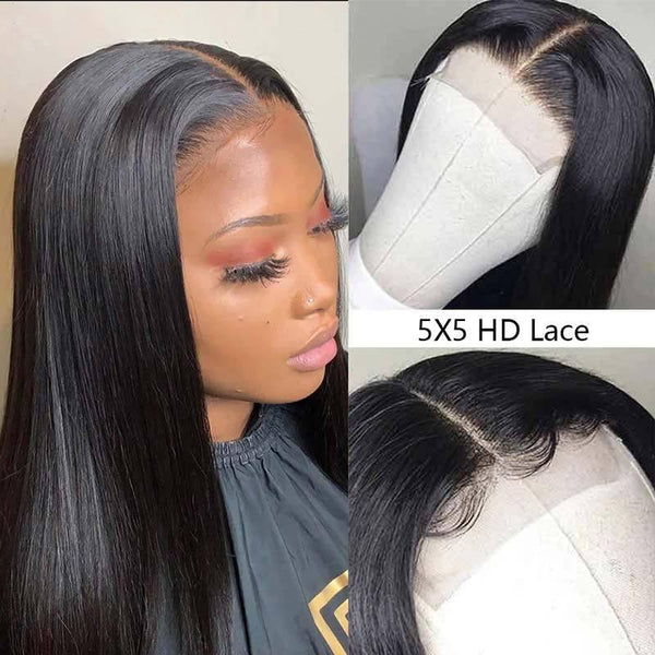 Undetectable HD 5x5 Glueless Lace Closure Wig Skin Melt Wig Silky