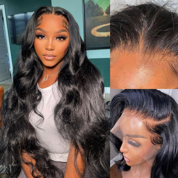 13X6 Body Wave Invisible HD Lace Frontal Wig Clean Bleached Hairline